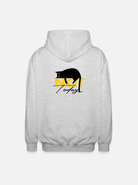 Cat Not Today Funny Saying - Unisex Hooded Jacket - light heather grey