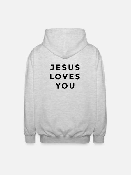 Jésus t’aime | Foi chrétienne - Veste à capuche unisexe - gris clair chiné