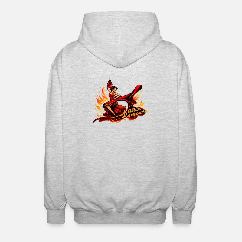 Flamenco dancer with fire and fan - Unisex Hooded Jacket - light heather grey
