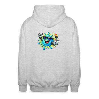 Cheerful Paint Splash with Sunglasses - Unisex Hooded Jacket - light heather grey - Back - AI Model Male 185 light (185cm)
