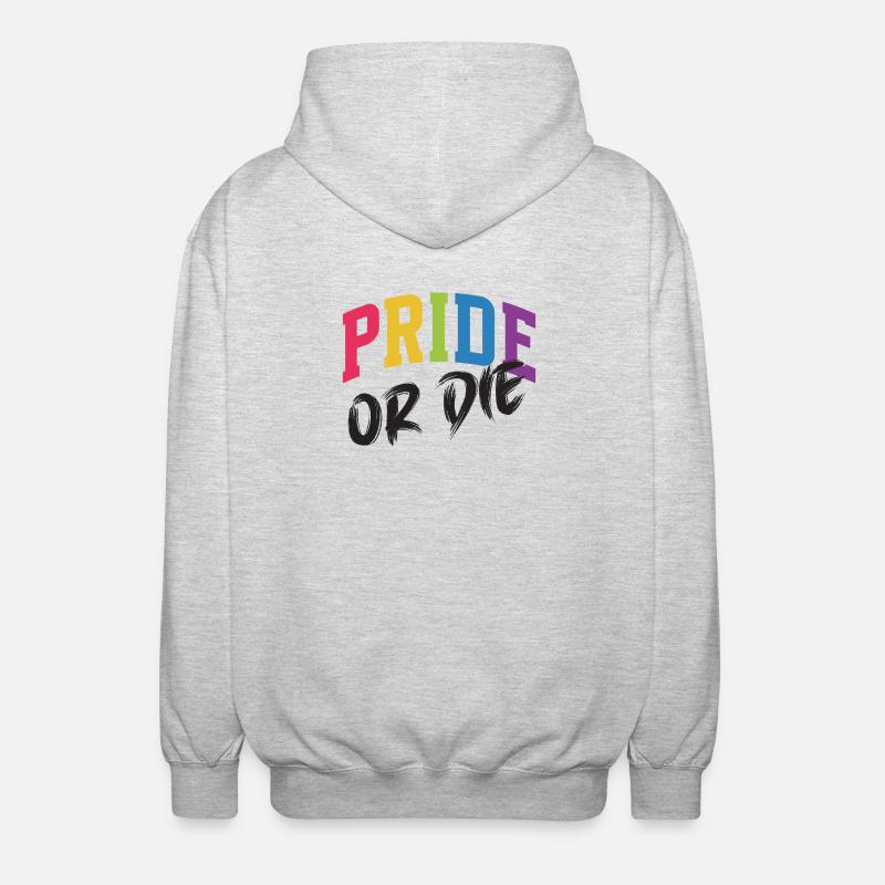 LGBT-Pride-Monat – Pride or Die - Unisex Kapuzenjacke - Hellgrau meliert