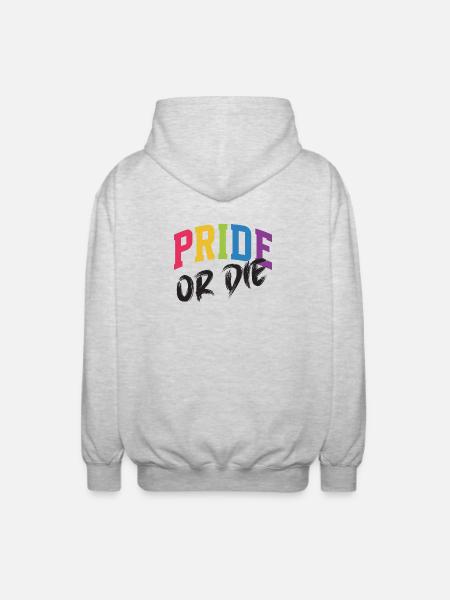 LGBT-Pride-Monat – Pride or Die - Unisex Kapuzenjacke - Hellgrau meliert