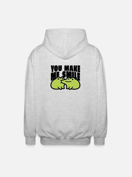 You Make me Smile Spruch - Unisex Kapuzenjacke - Hellgrau meliert