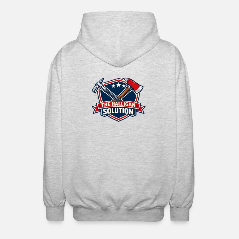 Halligan Solution Schild Grafik - Unisex Kapuzenjacke - Hellgrau meliert