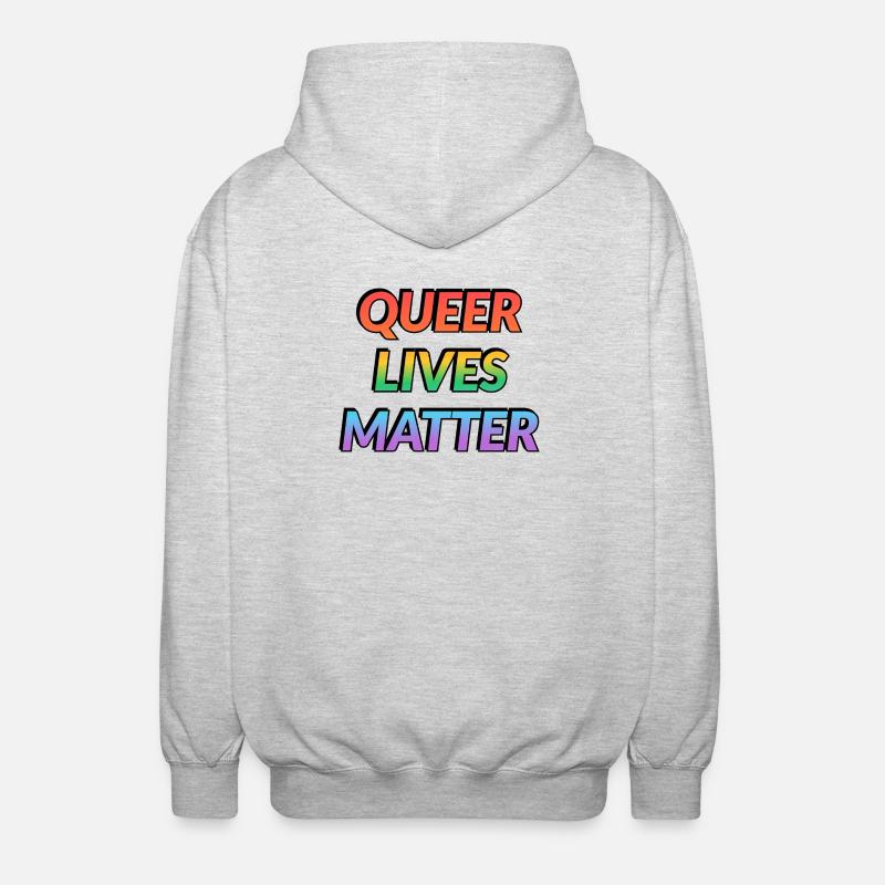Queer Lives Matter Regenbogen - Unisex Kapuzenjacke - Hellgrau meliert