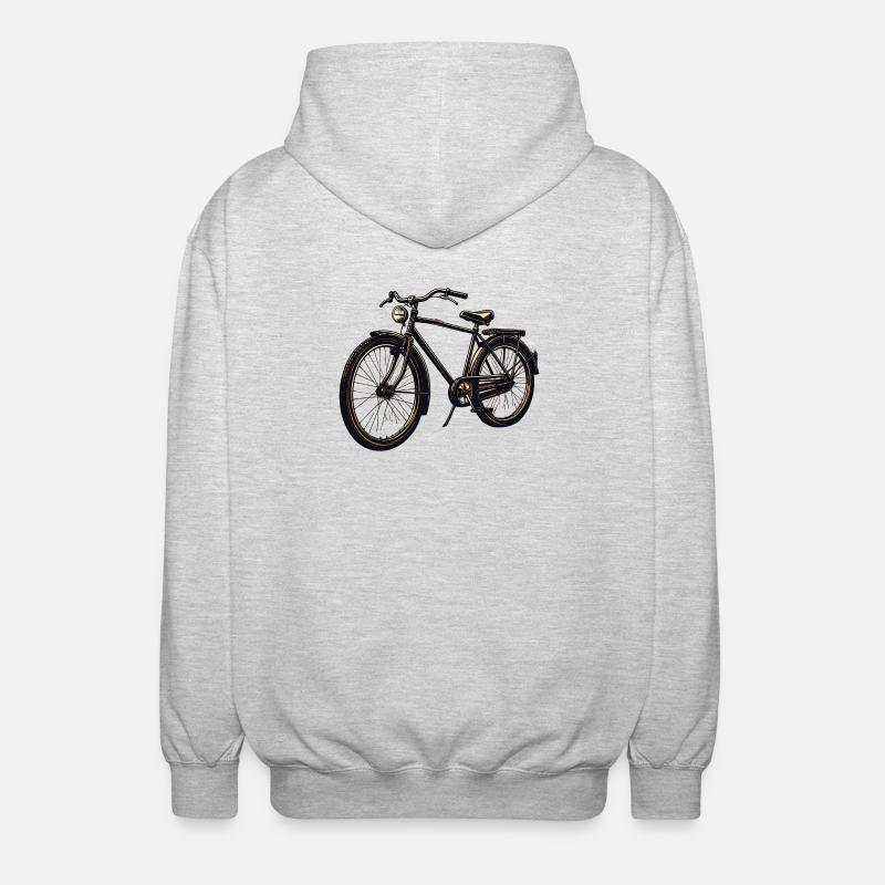 Retro Bicycle Silhouette - Unisex Hooded Jacket - light heather grey