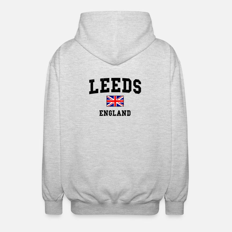 Conception du drapeau de Leeds, Angleterre - Veste à capuche unisexe - gris clair chiné
