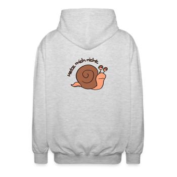 Hetz mich nicht - Unisex Kapuzenjacke - Hellgrau meliert - Hinten - AI Model Male 185 light (185cm)