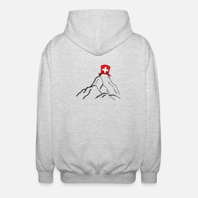 Schweizer Berge - Switzerland Liebe - Unisex Kapuzenjacke - Hellgrau meliert