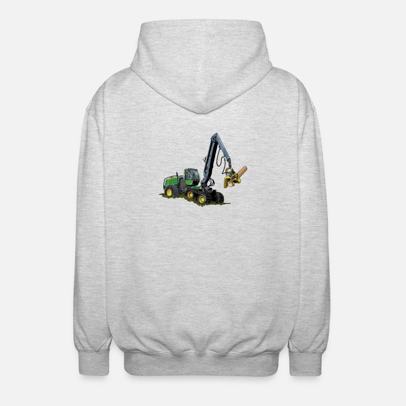 Harvester, Holzerntemaschine - Unisex Kapuzenjacke - Hellgrau meliert