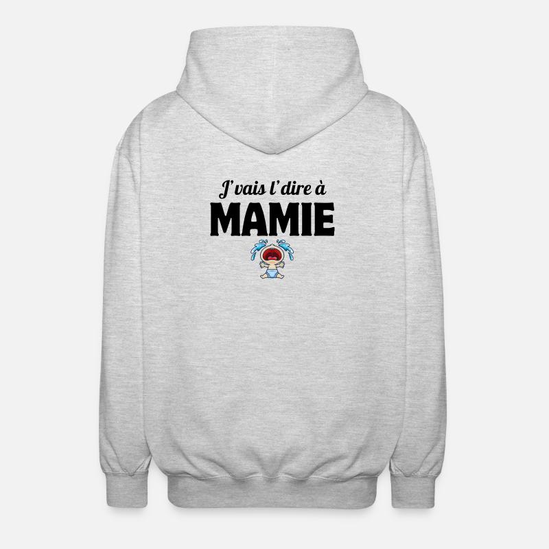 grand-mère, mamie, j'vais le dire - Veste à capuche unisexe - gris clair chiné