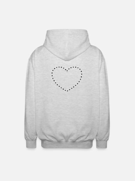 Heart black dots - Unisex Hooded Jacket - light heather grey