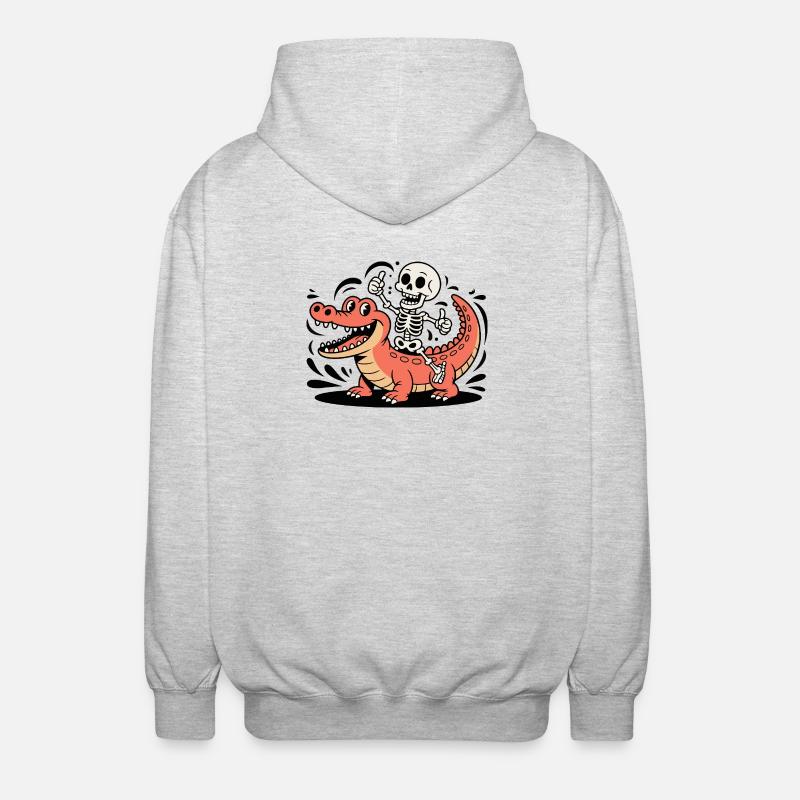 Cavalier squelette sur crocodile rouge - Veste à capuche unisexe - gris clair chiné