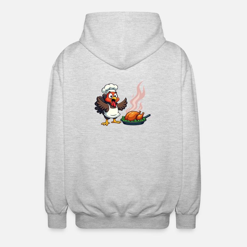 Cuisinier de dinde de Thanksgiving - Veste à capuche unisexe - gris clair chiné