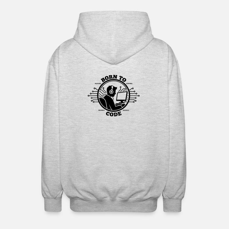 Coder Born to Code Programmer - Unisex Hooded Jacket - light heather grey