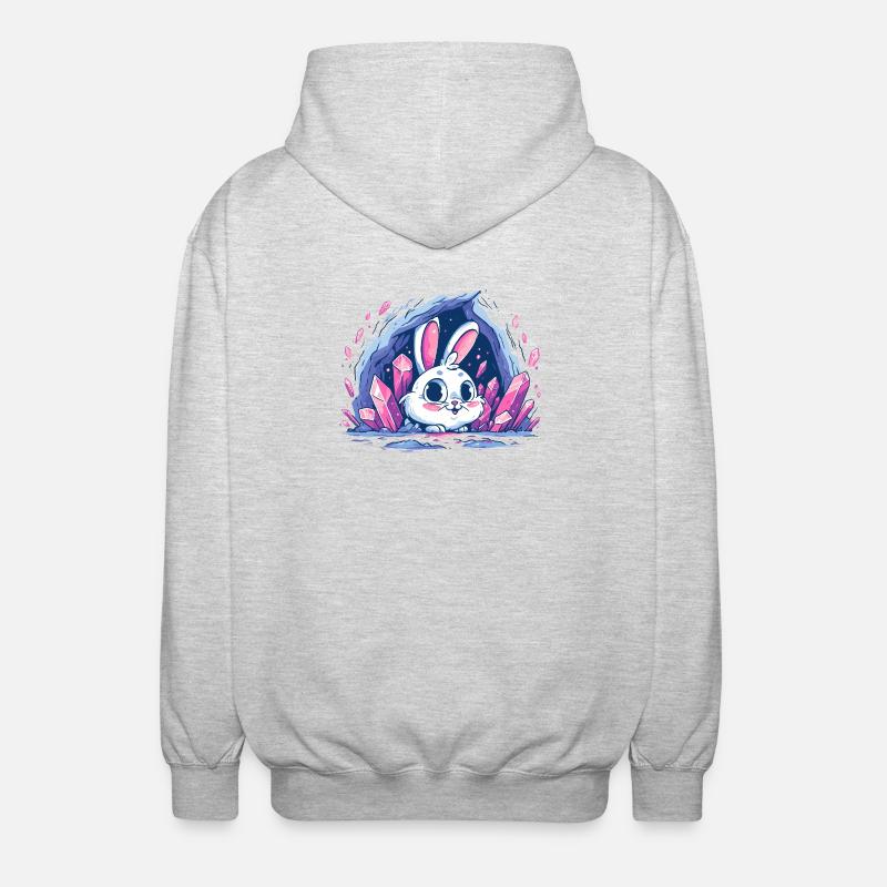 Crystal Bunny in Glitter Cave - Unisex Hooded Jacket - light heather grey