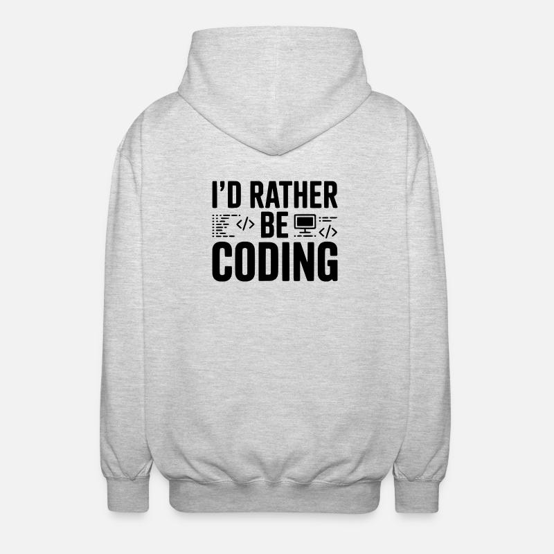 I'd Rather Be Coding - Unisex Hooded Jacket - light heather grey