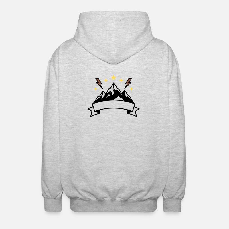 Berge Banner Textfeld Wappen - Unisex Kapuzenjacke - Hellgrau meliert