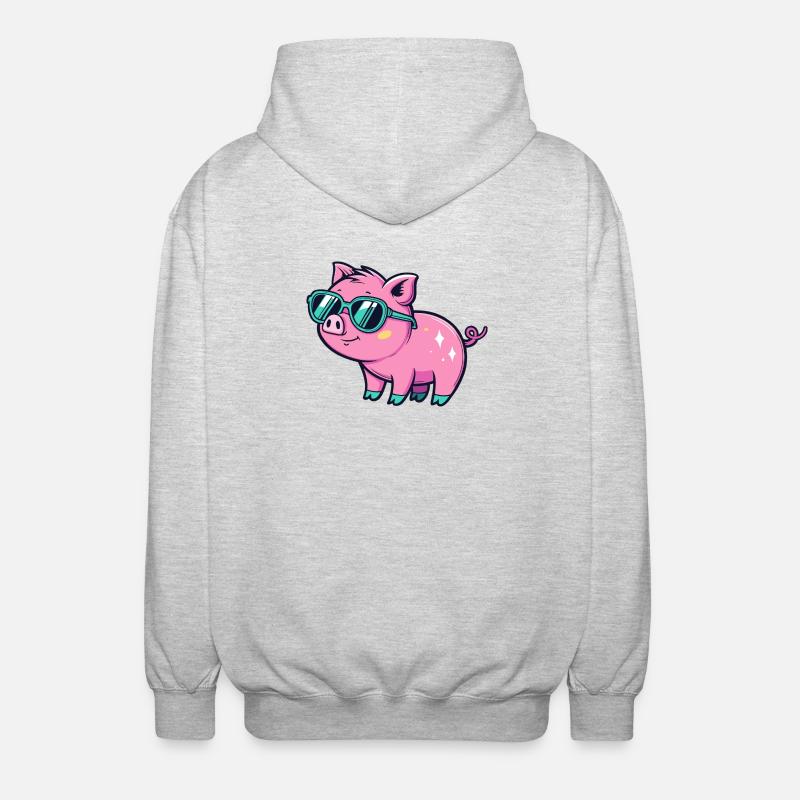 Cochon mignon chic lunettes soleil - Veste à capuche unisexe - gris clair chiné