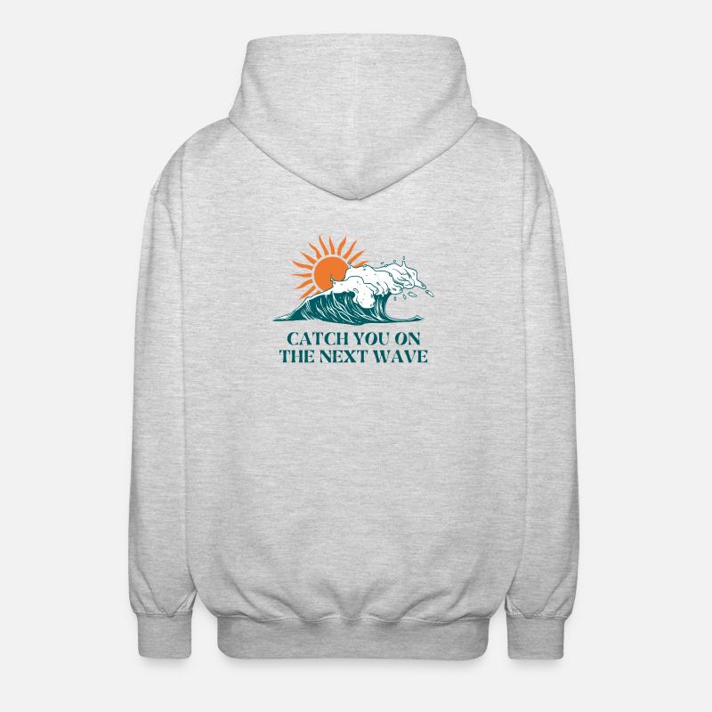 Next Wave Solar Surf Slogan - Unisex Hooded Jacket - light heather grey