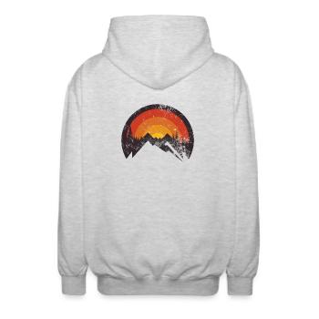 Sunset Ridge Bergsilhouette - Unisex Kapuzenjacke - Hellgrau meliert - Hinten - AI Model Male 185 light (185cm)