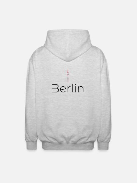 Berliner Fernsehturm Silhouette - Unisex Kapuzenjacke - Hellgrau meliert