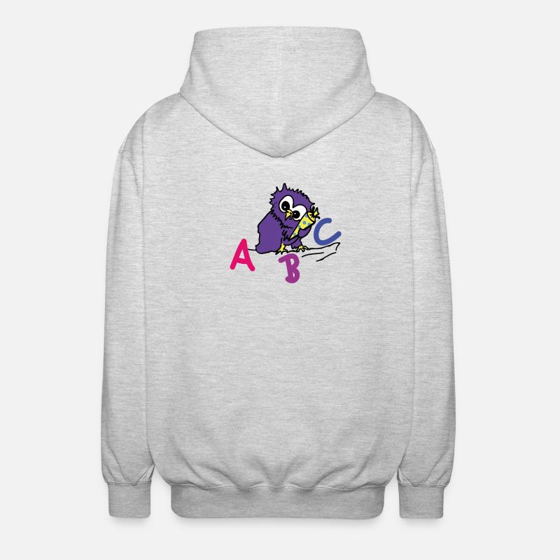 ABC Eule - Unisex Kapuzenjacke - Hellgrau meliert