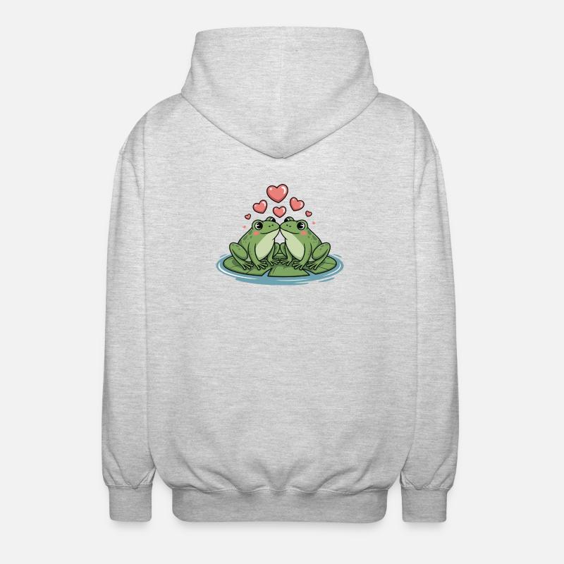 Frosch Paar Herz - Unisex Kapuzenjacke - Hellgrau meliert