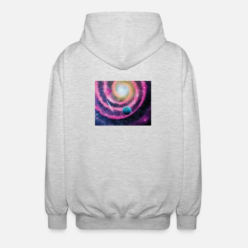 Pink Galaxy - Unisex Hooded Jacket - light heather grey