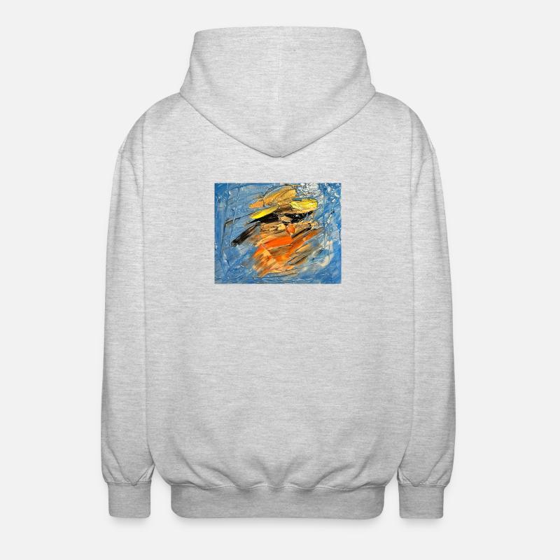 Tourbillon bleu orange - Veste à capuche unisexe - gris clair chiné
