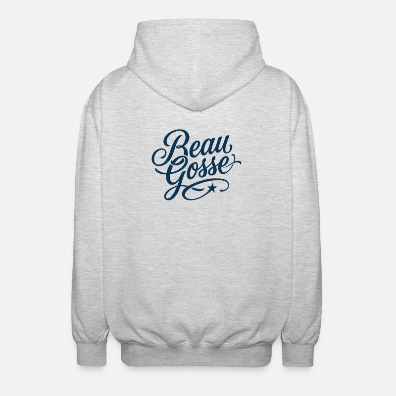 Beau Gosse Script Bleu - Veste à capuche unisexe - gris clair chiné