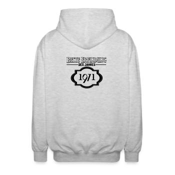 Beste Erfindung des Jahres 1971 Geschenk - Unisex Kapuzenjacke - Hellgrau meliert - Hinten - AI Model Male 185 light (185cm)