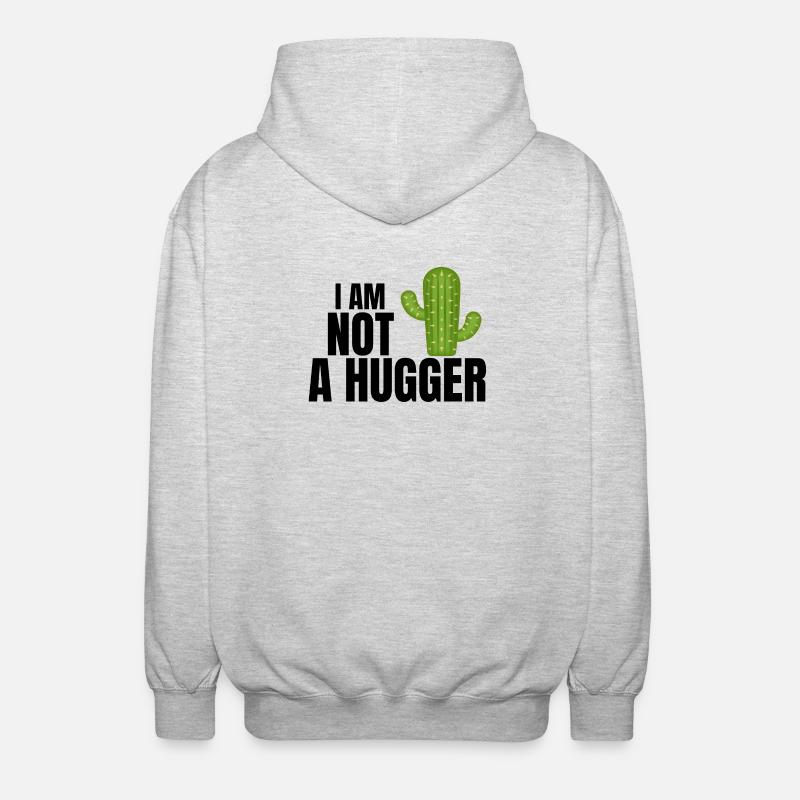 Ich bin kein Umarmer, Umarmer, Kaktus - Unisex Kapuzenjacke - Hellgrau meliert