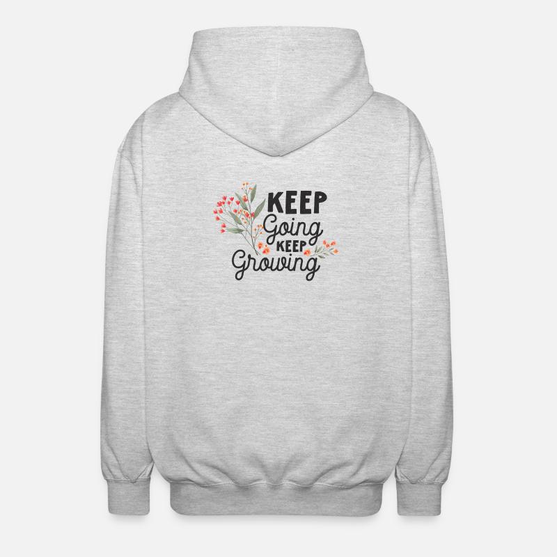 Keep Going, Keep Growing - Unisex Hooded Jacket - light heather grey