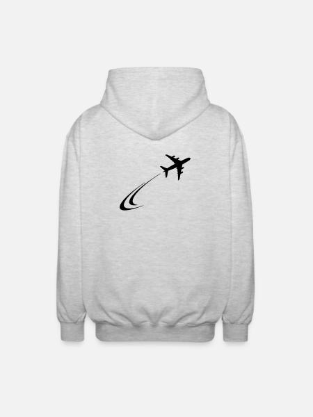 Plane flies away - Unisex Hooded Jacket - light heather grey