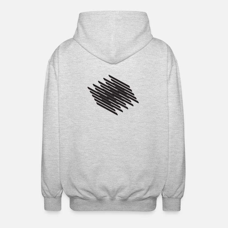 Diagonal Scribble Monochrome Pattern - Unisex Hooded Jacket - light heather grey