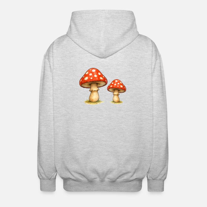 Red Toadstool Duo - Unisex Hooded Jacket - light heather grey
