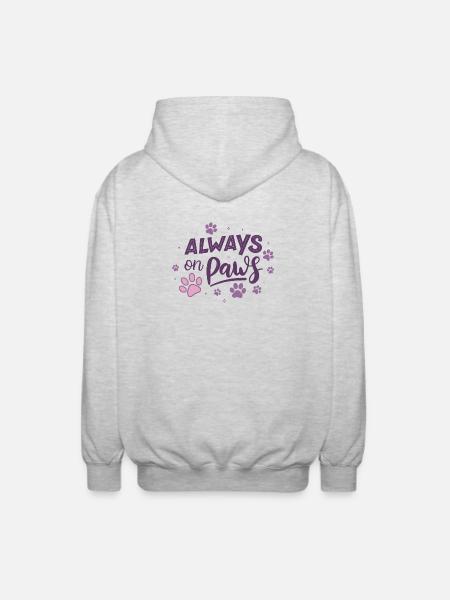 Always on Day Pawprints Purple - Unisex Hooded Jacket - light heather grey