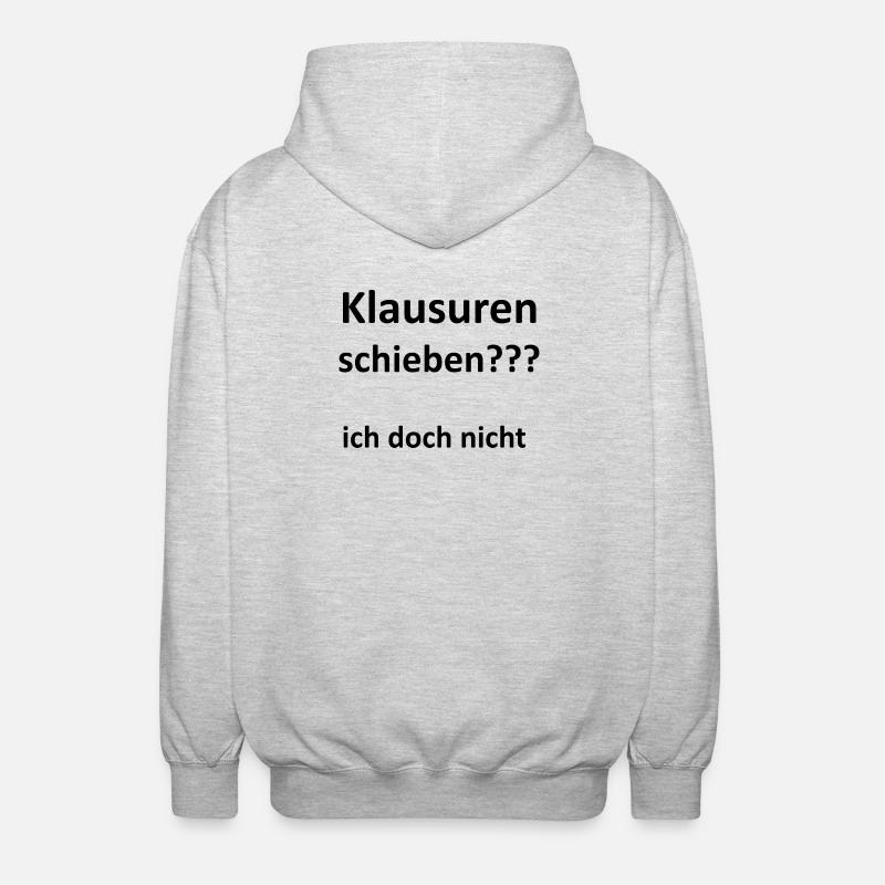 Unispruch "Klausuren schieben" Geschenk, Studenten - Unisex Kapuzenjacke - Hellgrau meliert