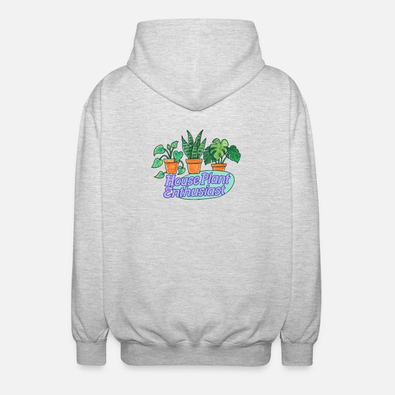 House Plant Enthusiast Cartoon Theme - Unisex Hooded Jacket - light heather grey