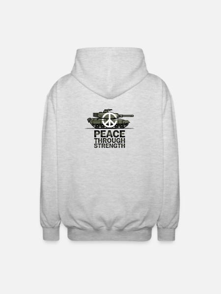 Peace Over Tanks Emblem - Unisex Hooded Jacket - light heather grey