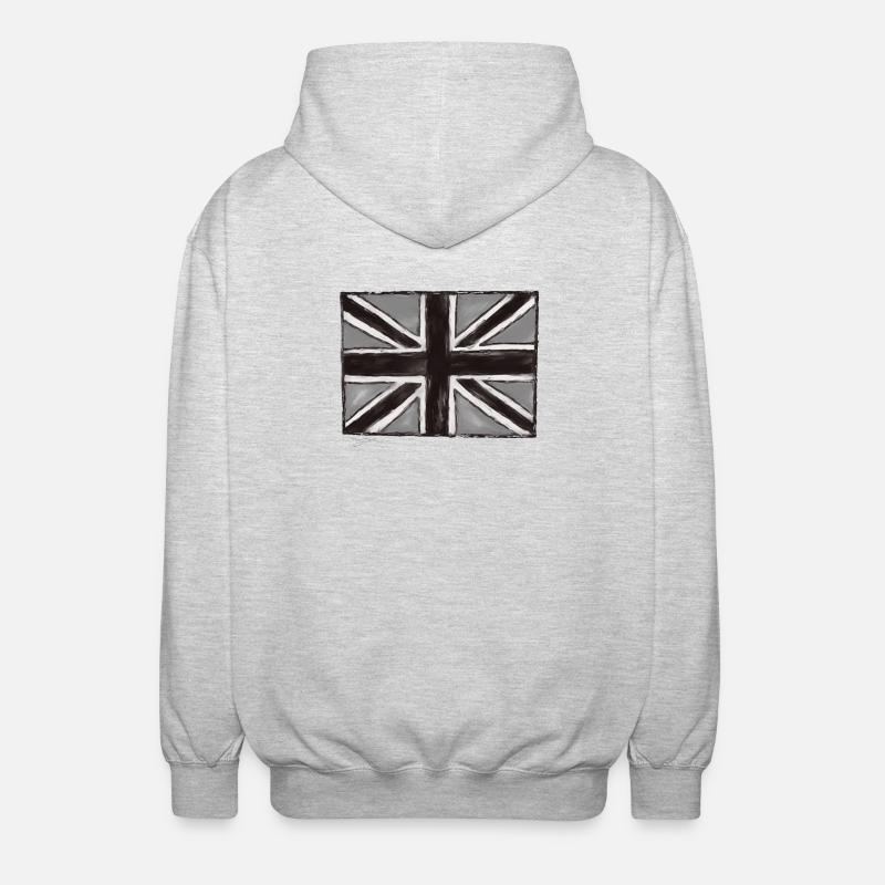 Grau Gemaltes Union Jack Kunst - Unisex Kapuzenjacke - Hellgrau meliert