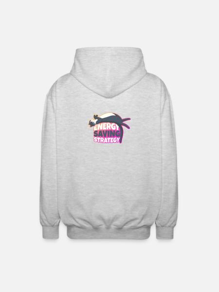 Energy Saving Strategy Cat - Unisex Hooded Jacket - light heather grey
