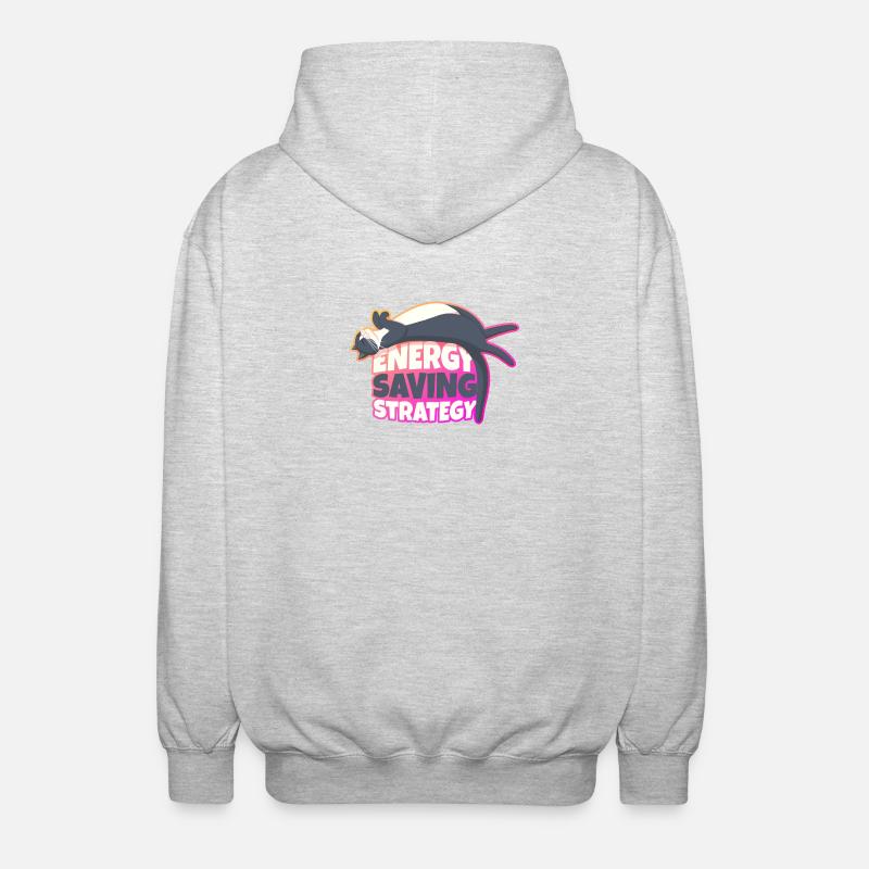Energy Saving Strategy Cat - Unisex Hooded Jacket - light heather grey