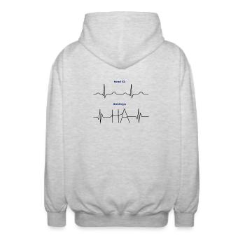Electrocardiogram (ECG) - Normal versus Hä? - Unisex Hooded Jacket - light heather grey - Back - AI Model Male 185 light (185cm)