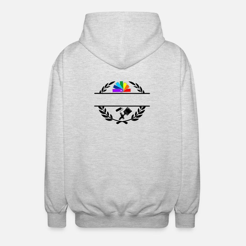 Farbfächerdeck in Lorbeerkranz mit Pinselroller - Unisex Kapuzenjacke - Hellgrau meliert