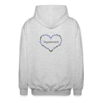 Forget-me-not - Unisex Hooded Jacket - light heather grey - Back - AI Model Male 185 light (185cm)