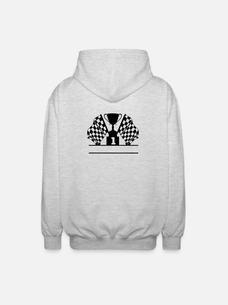 Car Racing Cup Flag Number 1 - Unisex Hooded Jacket - light heather grey