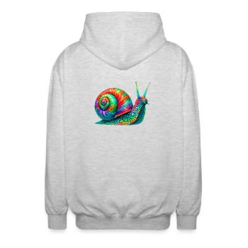 Schnecke - Unisex Kapuzenjacke - Hellgrau meliert - Hinten - AI Model Male 185 light (185cm)