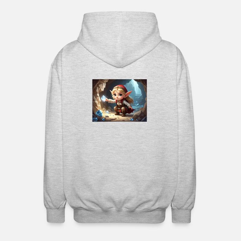 Small Elf Diamond Treasure - Unisex Hooded Jacket - light heather grey